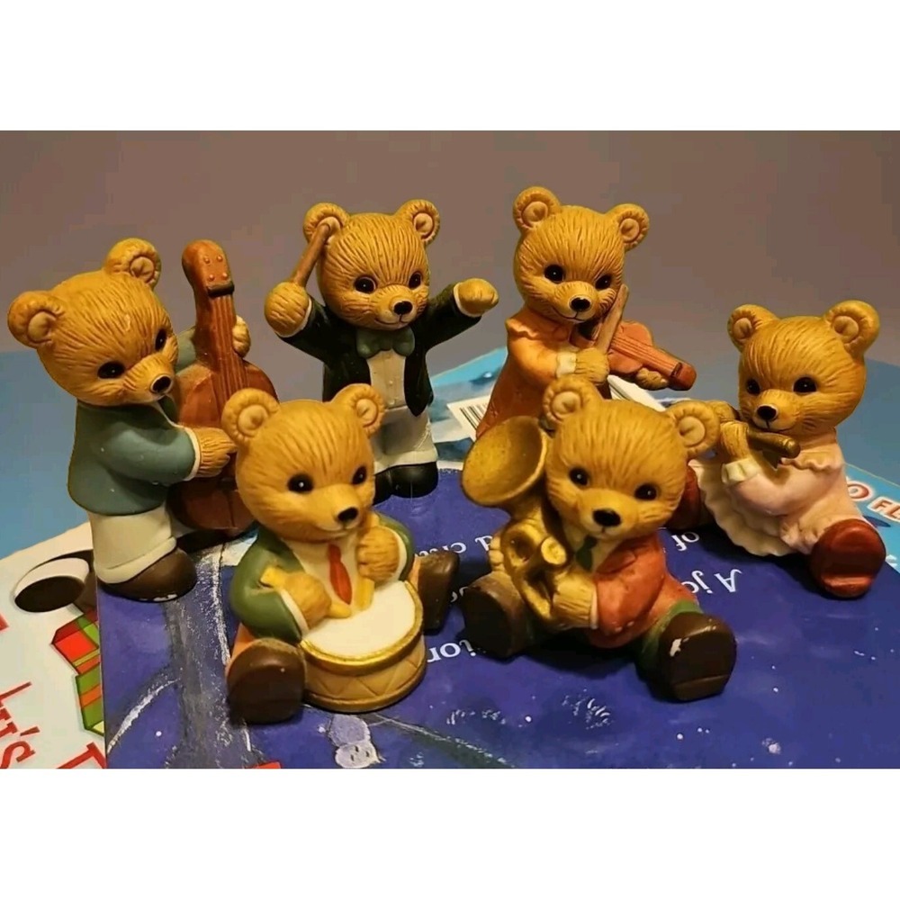 Vintage HOMCO COLLECTIONS # 1422 Set of 6 Symphony/Orchestra Musical Teddy Bears